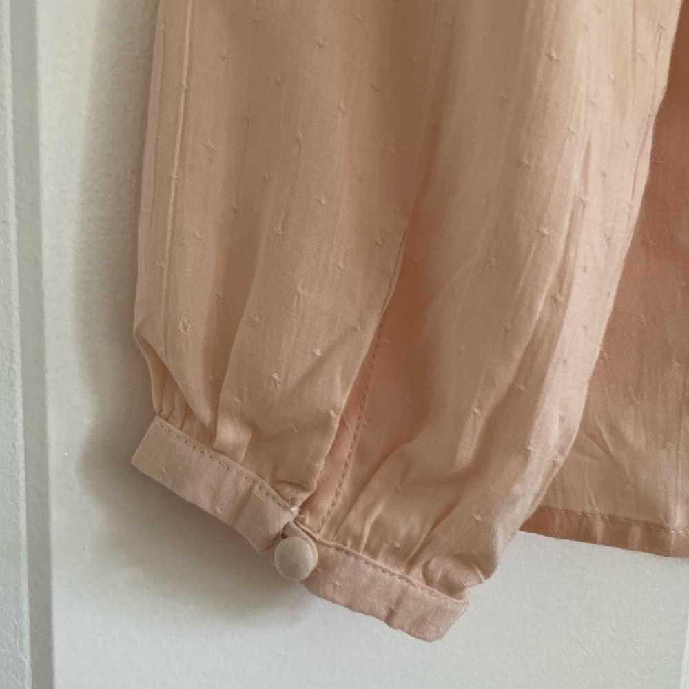 Paige Denim Peach Long Sleeve Ruffle Blouse - Size Small - Picture 3 of 7
